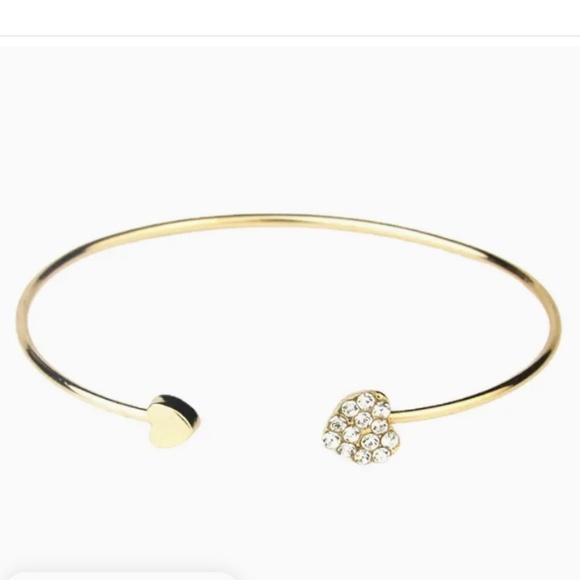 2 for $12 Adjustable Love Heart Silver and Gold-tone Bangle Bracelets for sale - Picture 2 of 15